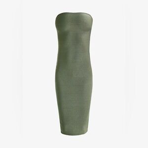 Khaki strapless bandage bodycon dress